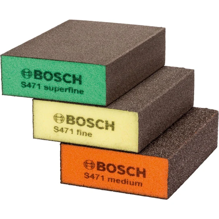 Bosch Professional 3tlg. Schleifschwamm S471 Best for Flat and Edge Set (Mittel (Orange) - Fein (Gelb) - Superfein (Grün), Zubehör Handschleifen) - Preisvergleich – Bild 1