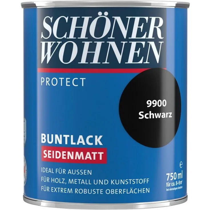 SCHÖNER WOHNEN FARBE Lack Protect Buntlack , seidenmatt, 750 ml, schwarz