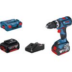 Bosch Professional 18V System Akku-Schlagbohrschrauber GSB 18V-60 C (max. Drehmoment (weich-hart): 31-60 Nm,inkl. 2x5.0 Akku,Ladegerät GAL 18 V-40,L-BOXX)