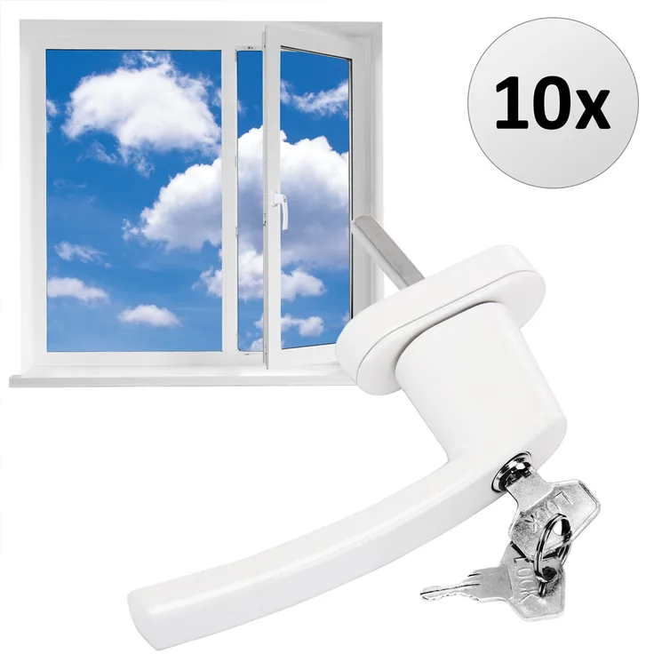 Deuba Fenstergriff abschließbar Sicherheitsfenstergriff weiß silber Kindersicherung 10x weiß