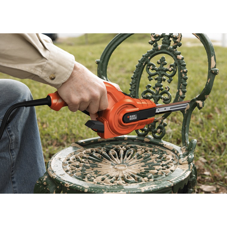 Black und Decker Bandschleifer KA900E 350 W 1400 U-min 2,5 kg mit Absaugung Schleifmaschine für Holz, Metall, Stein, Gips, Keramikfliesen & Kunststoff Zum Schleifen, Feilen, Schärfen und Entrosten Bandmaße: 451 x 13mm – Bild 5