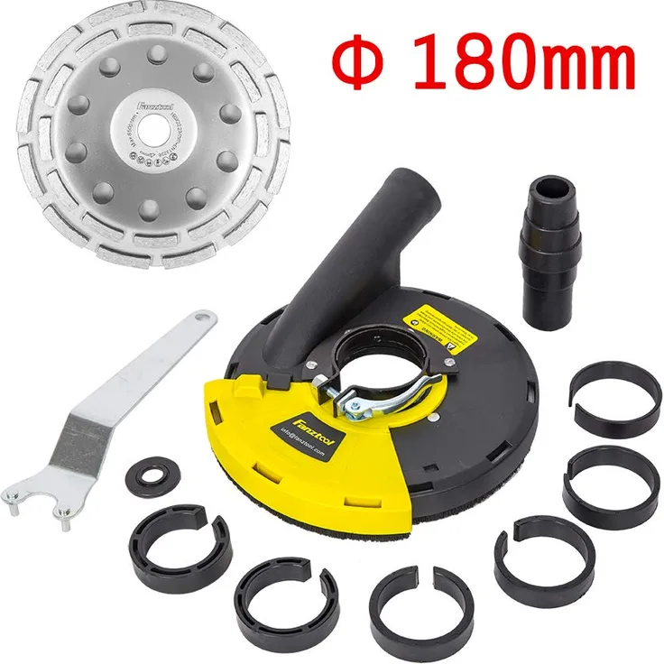 FANZTOOL Diamantschleiftopf 180 mm + Absaughaube für Winkelschleifer Betonschleifer (mit 1x 180mm Topf) - Preisvergleich
