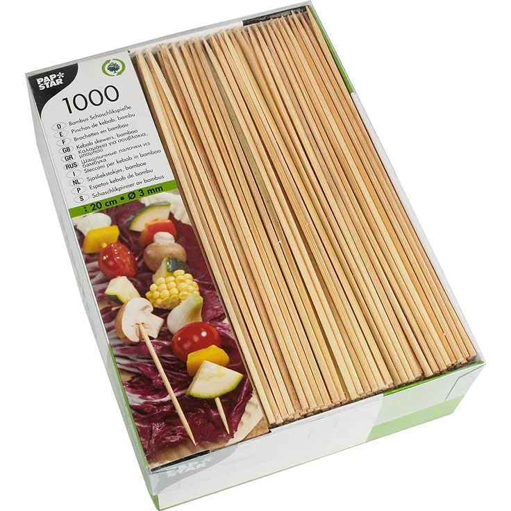 Papstar Grillspieße Schaschlikspieß, Bambus, 20 cm, 1000 Stück, 16658 – Bild 1
