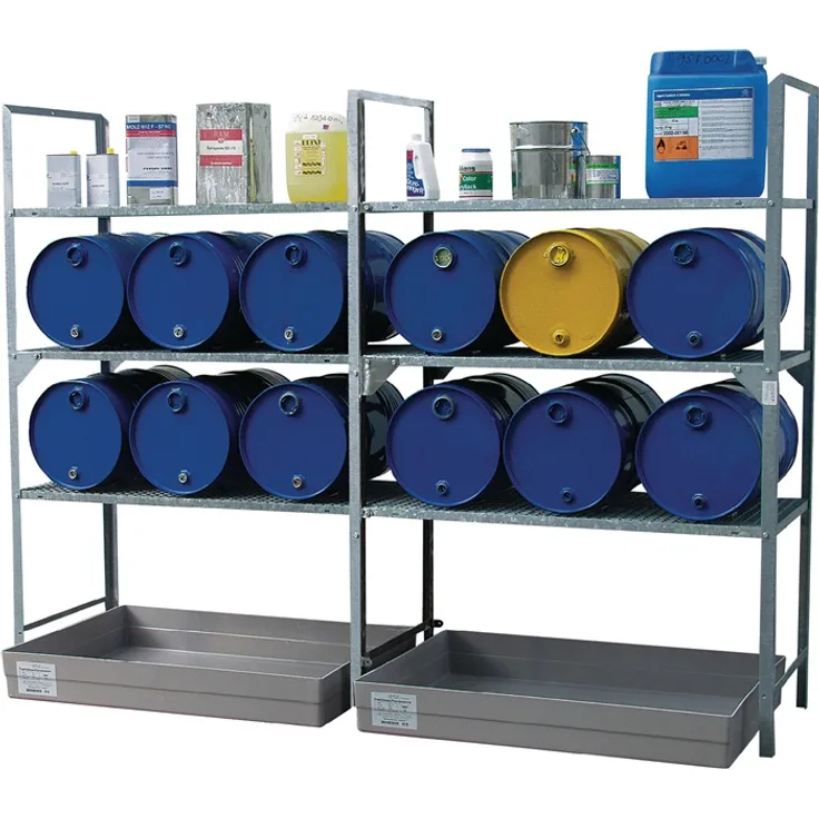 Fassregal B1320xT800mm Anbauregal m.Fass- u.Gitterrostauflage