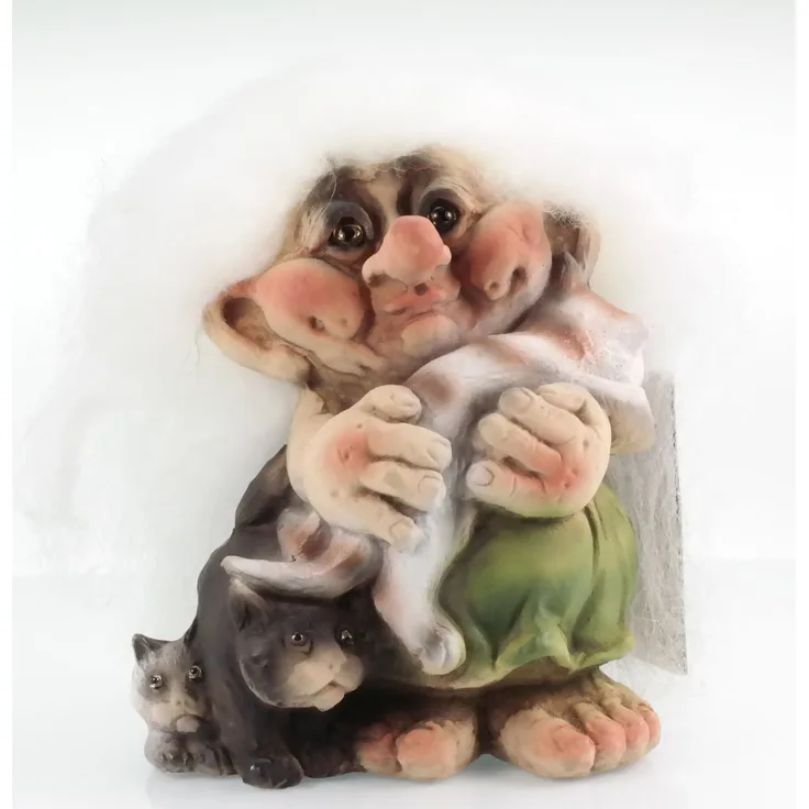 NyForm Troll Oma mit Katze Norwegen Souvenir Figur Fabelwesem