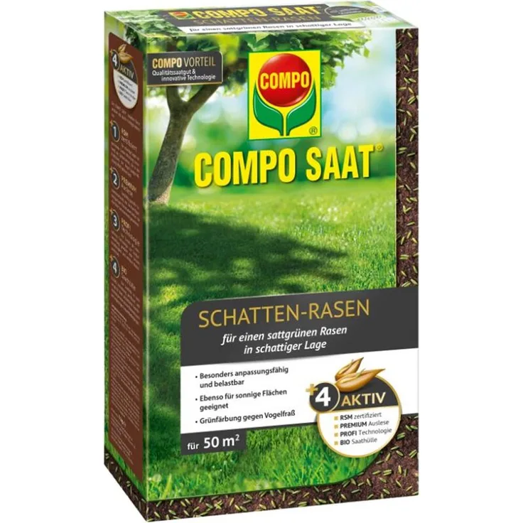COMPO SAAT Schattenrasen 1 kg 50 m² Bio-Turbo mit natürlichen Wachstumsstimulatoren