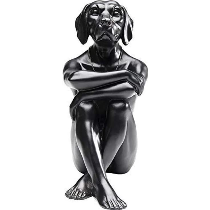 Kare Design Figur Gangster Dog Black, Deko Hund, sitzender Deko Hund, (H-B-T) 33x26x17cm
