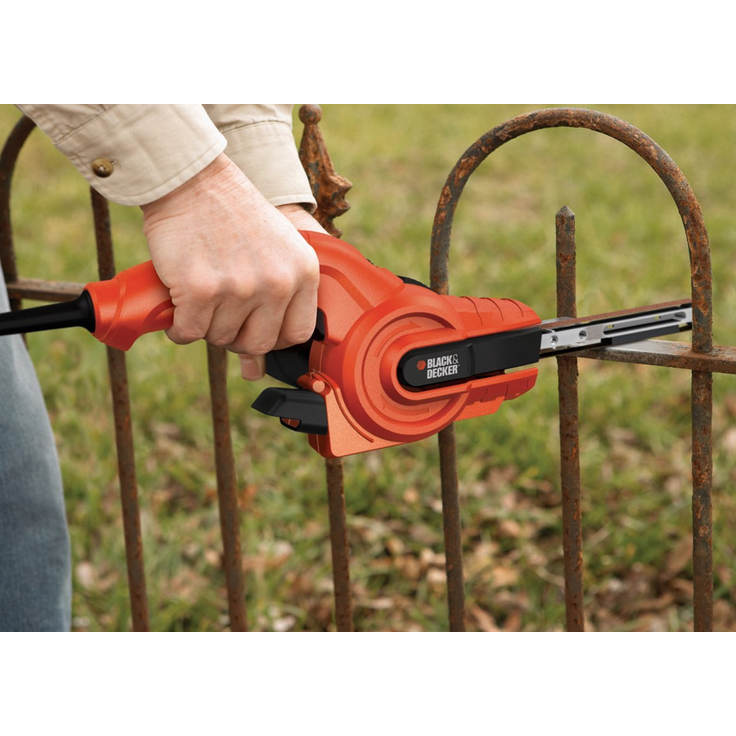Black und Decker Bandschleifer KA900E 350 W 1400 U-min 2,5 kg mit Absaugung Schleifmaschine für Holz, Metall, Stein, Gips, Keramikfliesen & Kunststoff Zum Schleifen, Feilen, Schärfen und Entrosten Bandmaße: 451 x 13mm – Bild 6
