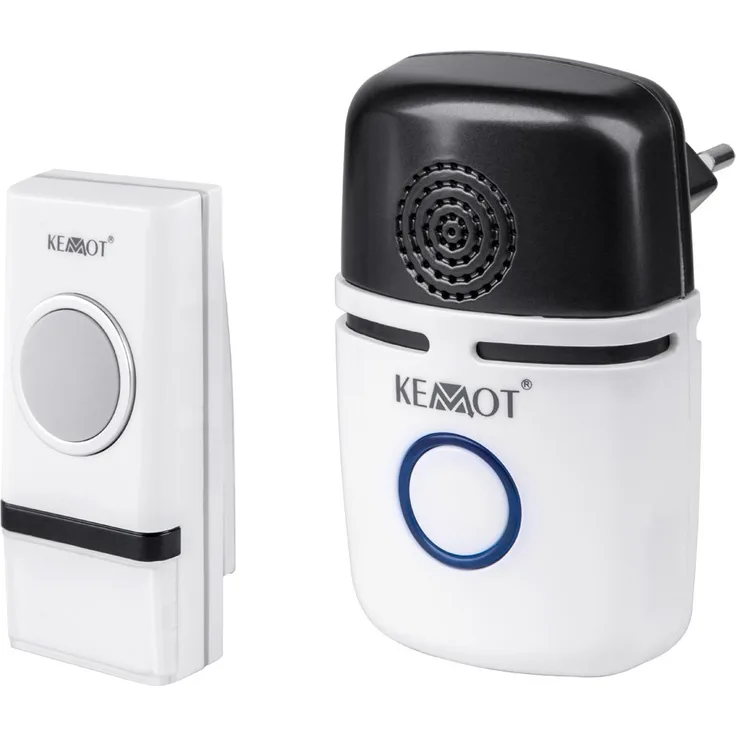 KEMOT URZ3263 Funk-Türklingel (mit 230V Stecker)- 48 Melodien, 230 V, Weiß Mit Schwarzen Elementen