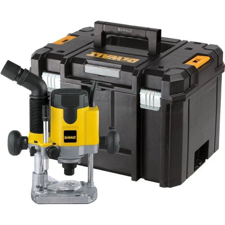 DeWalt Oberfräse (1,100 Watt, Vollwellenelektronik mit konstanter Drehzahl, Fräskorbführung, Sanftanlauf, Spindelarretierung, Feinjustierung, inkl. TSTAK Box VI und Zubehör) DW621KT – Bild 1