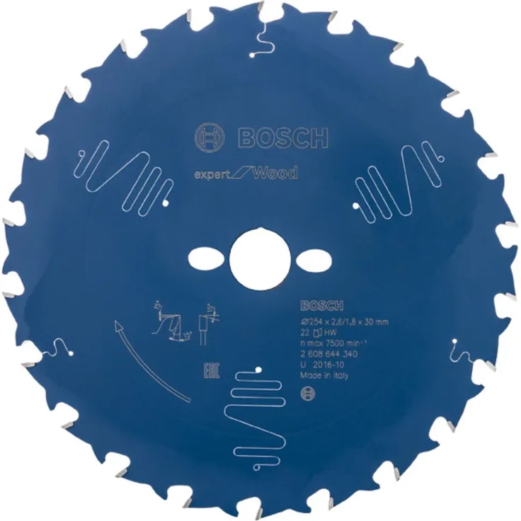 Bosch 2608644340 Kreissägeblatt EX WO T 254x30mm mit 22 Zähnen