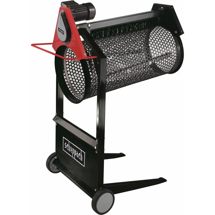 Scheppach Gartenrollsieb RS400 Rollsieb, 360 W Leistung, Siebtrommel-Länge: 900mm, Siebtrommel-Ø 400mm, Drehzahl: 42 min-1, Materialdurchsatz: 3m³/h, einstellbarer Neigungswinkel, Siebloch-Ø: 20 mm – Bild 1
