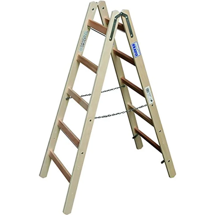 KRAUSE 170071 Holz Sprossen Stehleiter mit 2x5 Sprossen
