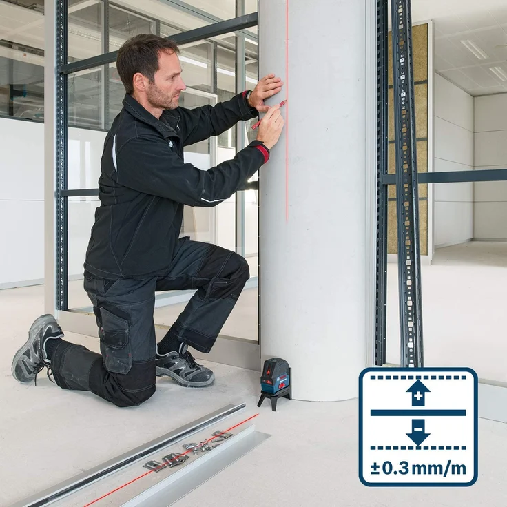 Bosch GCL 2-15 Professional Kreuzlinienlaser Reichweite ohne Empfänger 15 m Laserklasse 2 Laserfarbe rot selbstnivellierend inklusive Batterien – Bild 2