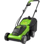 Greenworks Akku-Rasenmäher G24LM33 (Li-Ion 24V 33cm Schnittbreite bis zu 250qm² 30L Grasfangkorb 3-fache zentrale Schnitthöhenverstellung ohne Akku und Ladegerät)