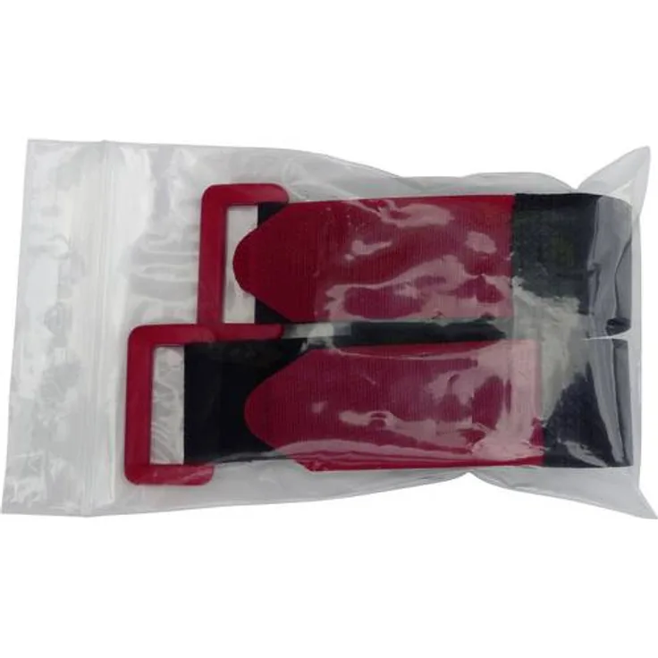 TRU Components 688-330-Bag Klettband mit Gurt Haft- und Flauschteil (L x B) 300mm x 25mm Schwarz, Rot 2St.