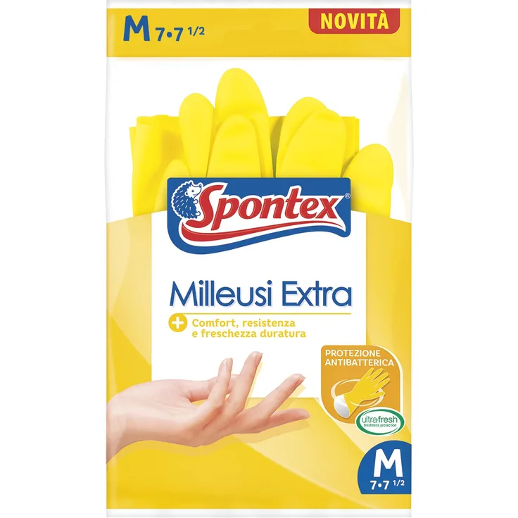 Spontex Handschuhe Haushaltsprodukte Milleusi Extra, Latex 100% Baumwolle, Gelb