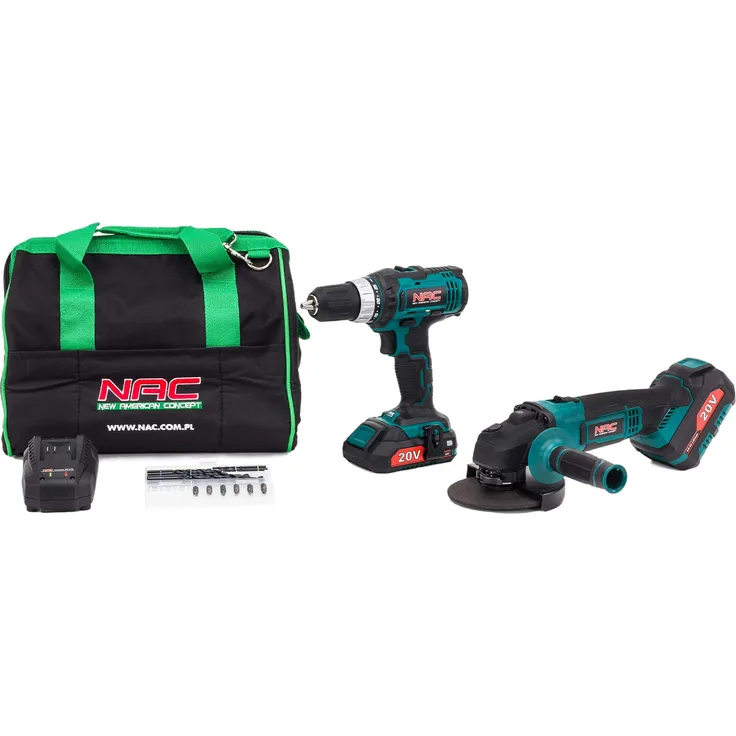 NAC NEW AMERICAN CONCEPT CDB-AGE-LI-20V NAC Combo Set Bohrschrauber und Akku Winkelschleifer 125mm