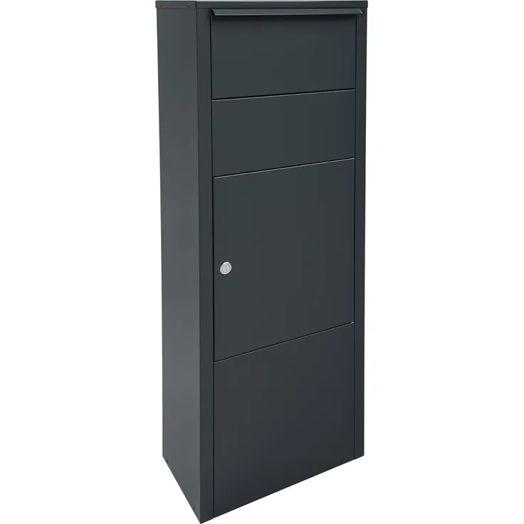 Mefa Paketbriefkasten Hazel 477 (Briefkasten groß, spezieller Einwurf, Post, Päckchen, 104,3 x 38,5 x 23 cm) grau, 477550M