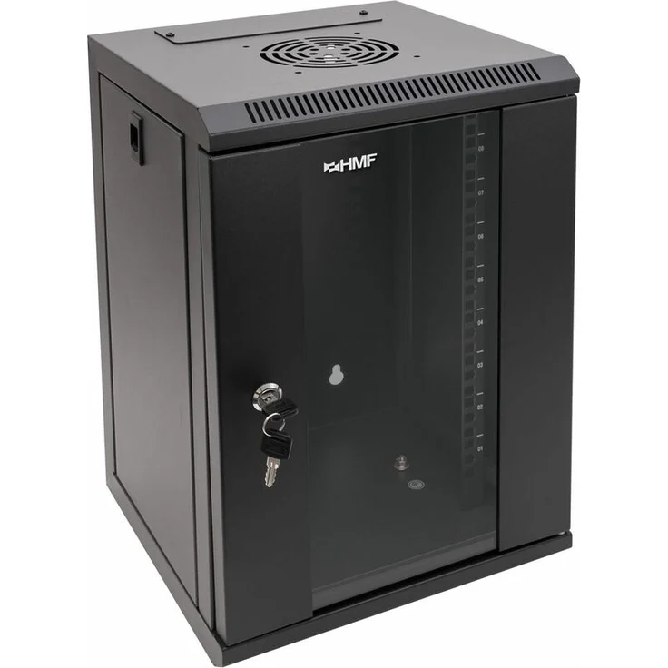 HMF 63309-02 Serverschrank 10 Zoll, 9 HE, Netzwerkschrank, 31,2 x 30 x 48,3 cm, schwarz – Bild 1