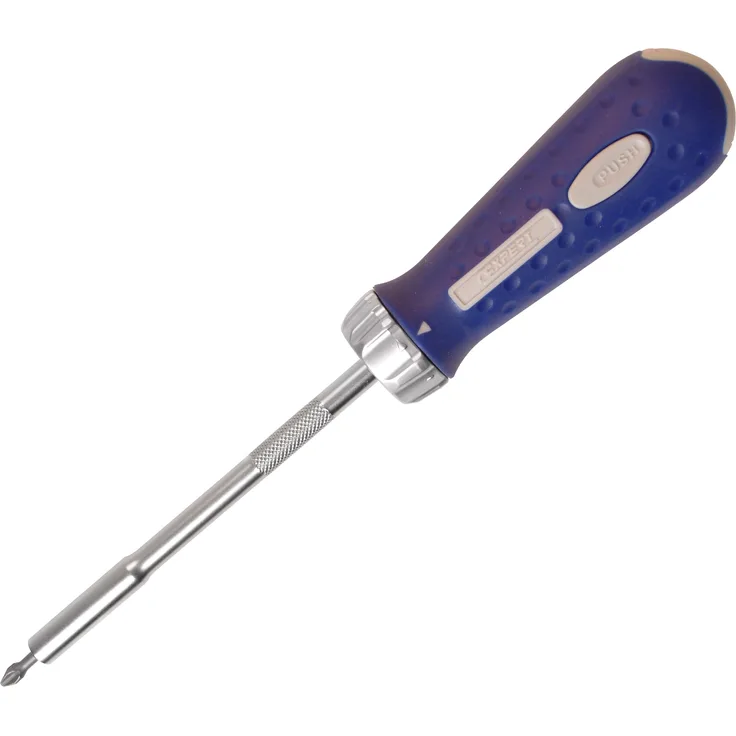 EXPERT E160801 Schraubendreher mit Knarrenfunktion und Bit-Halter