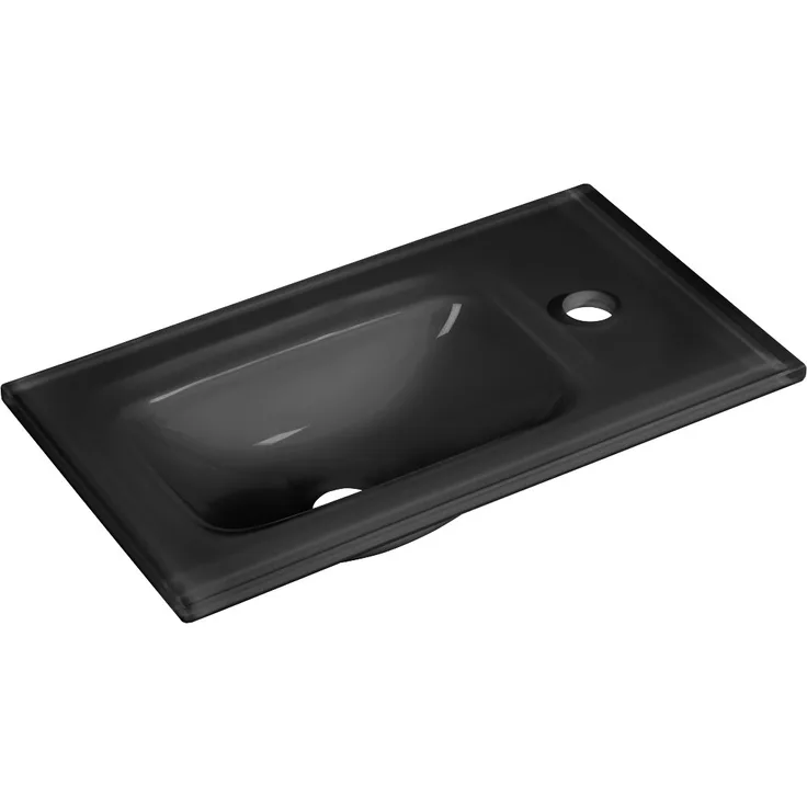 Fackelmann Waschbecken 45 cm aus Glas, Schwarz