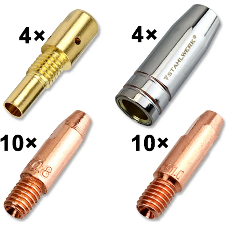 Stahlwerk MIG MAG Schweißzubehör AK-25/MB-25 Verschleißteile für MIG MAG Brenner, Set 28-teilig