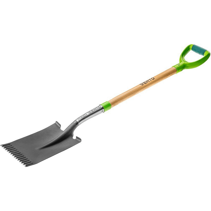 Spaten gerade mit Holzstiel mit Trittschutz