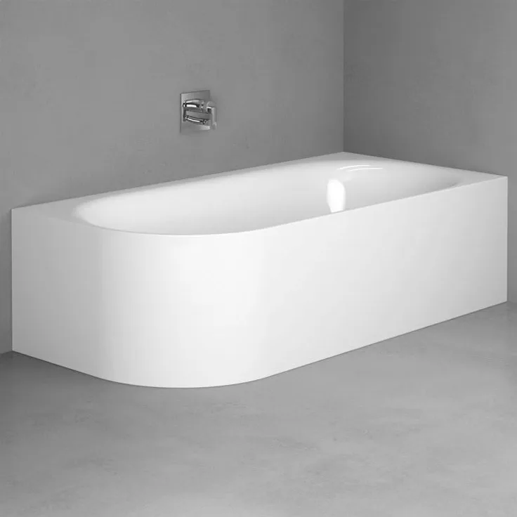 Bette Lux Oval V Silhouette Eck-Badewanne 175x80x45cm, 2 Rückenschrägen, Einbau in Ecke rechts, 3435LVS, Farbe: Weiß - 3435-000LVS