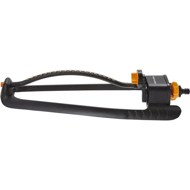 Fiskars Oszillierender Sprinkler mit Metallfuß, Rasensprenkler, Rasensprüher, Bewässerung, Kunststoff, Aluminium, Metall, Schwarz, Orange, 1023660 – Bild 1