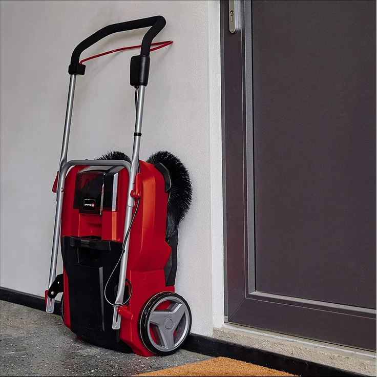 Einhell Akku-Kehrmaschine TE-SW 18-610 Li-Solo Power X-Change PXC 18 V, Li-Ion, 20 L Schmutzbehälter, 61 cm Arbeitsbreite, Parkposition, verstellbarer Lenker, abnehmbare Lippe, Ein-und Ausschalter – Bild 4