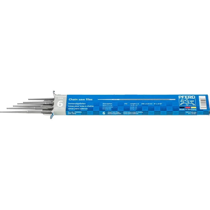 PFERD 11039203 rund Premium Line Kettensägefeilen, 6er-Verpackung, Feilen-ø 4,8 mm