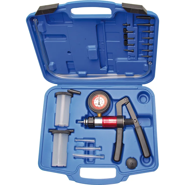 BGS technic BGS 8038 | Vakuum-Druckpumpen-Satz | Vakuumpumpe | Bremsenentlüfter | Bremsentlüftungsgerät | Vakkumtester | im Koffer