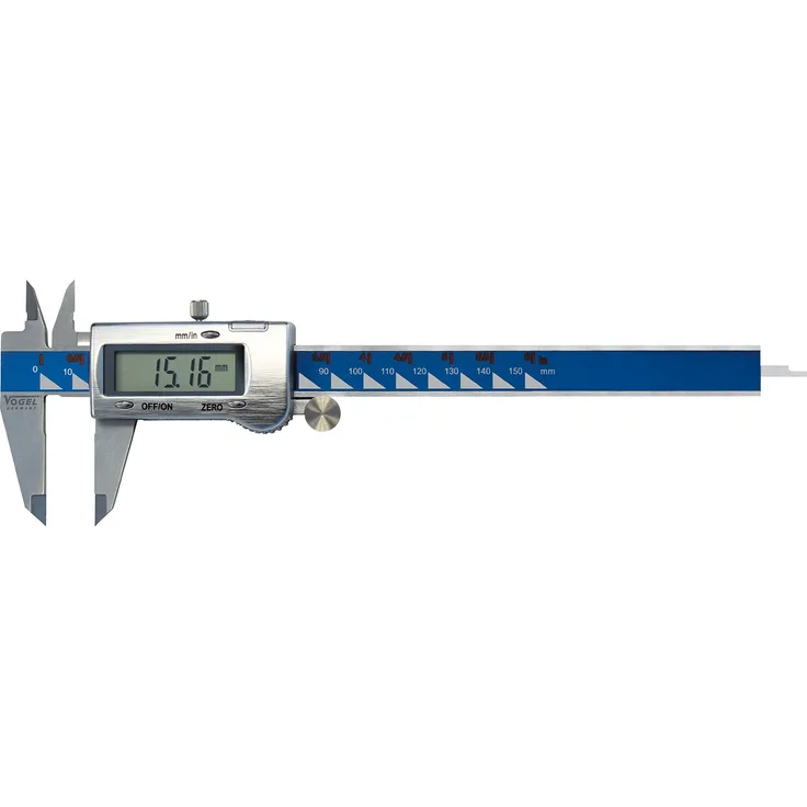 Vogel elektrischer Digital Messschieber (Messbereich 150 mm - 6 Inch, große LCD-Anzeige, Metallgehäuse-Abdeckung, Metallknöpfe) 202041-3
