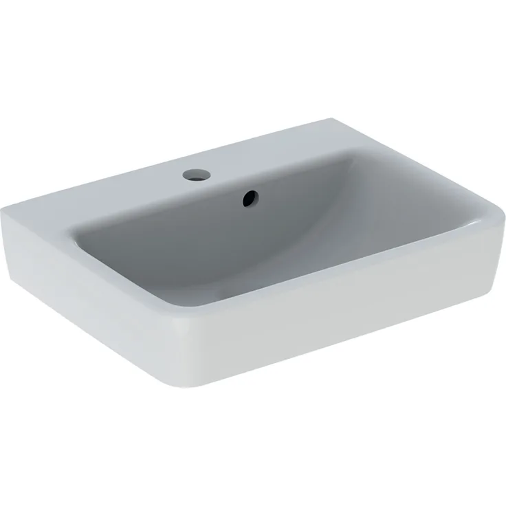 Geberit Renova Plan, Handwaschbecken, 50x38 cm, 1 Hahnloch, mit Überlauf, 501628, Farbe: Weiß - 501.628.00.1