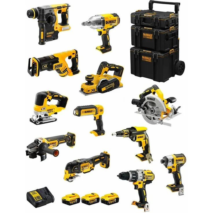 DeWALT Kit DWK1203 DCD996undDCH273undDCG405undDCF887undDCF889HundDCS334undDCS570und DCS355undDCP580undDCS367undDCL050undDCF620und3x5,0AhundDCB115undCaddy