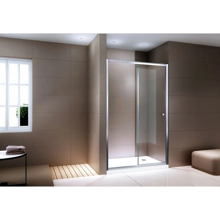 Duschabtrennung Schiebetür NANO Echtglas EX505 - Klarglas - Höhe 195cm - Breite wählbar1400mm