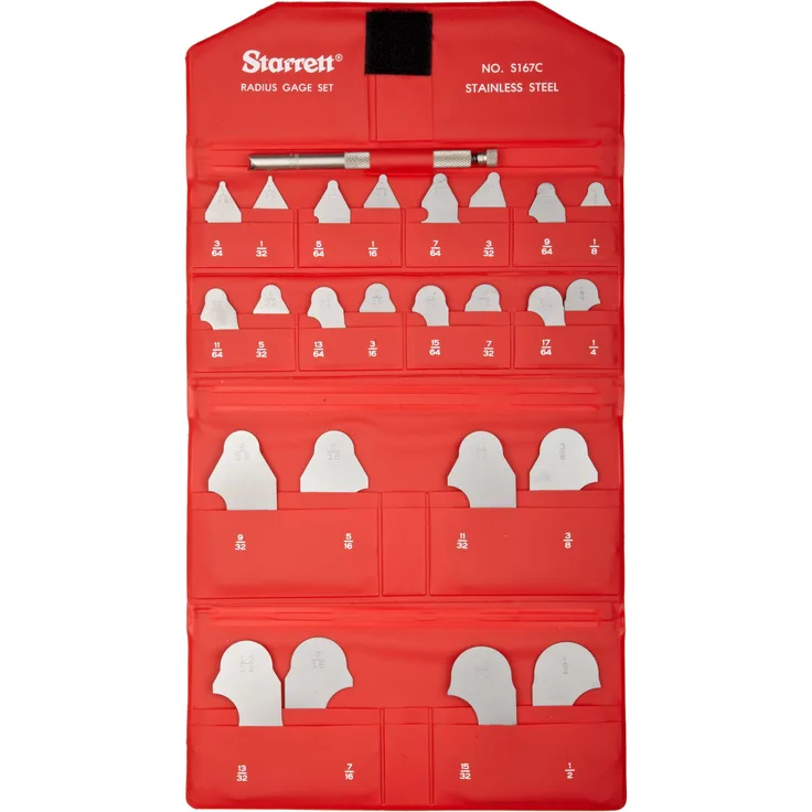 Starrett s167chz kombiniert 167 AH und s167b Radius Stärken Zoll Set mit Halter, Satin Finish, 1-162,6 cm 1-5,1 cm Bereich, 1-162,6 cm 1-81,3 cm 25 Schritten, Stärken