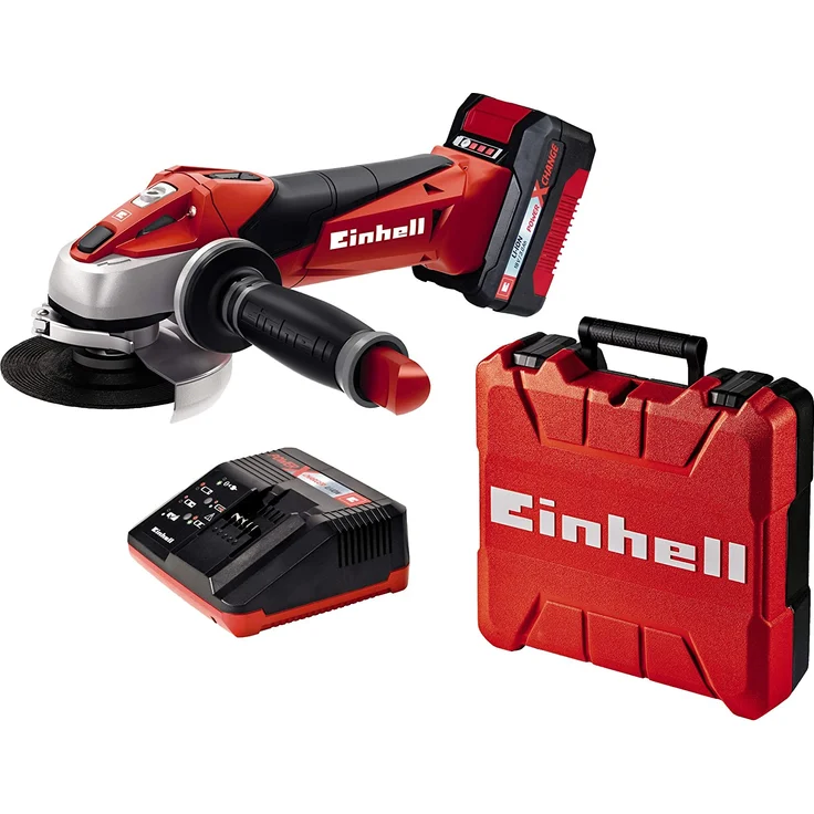 Einhell Akku-Winkelschleifer TE-AG 18-115 Li Kit 1x3,0Ah Power X-Change PXC Li-Ion, 18 V, 8.500 U-Min, maximal Schnitttiefe 28mm, Zusatzhandgriff, inklusive Akku und Ladegerät, Koffer, ohne Trennscheibe 115 mm Akku – Bild 3