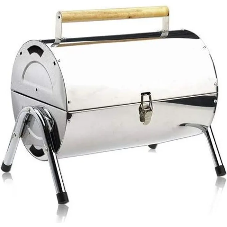 barbecue silberfarbener Stahl 38,5 x 27,5 x 41,2 cm Holzkohlegrill