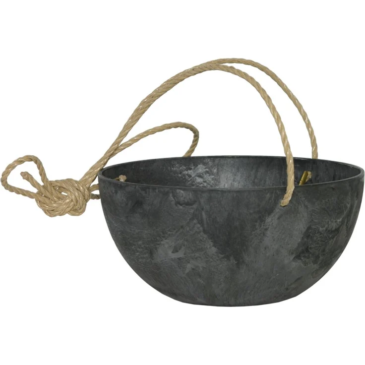 Artstone Pflanzgefäß Blumenampel Fiona, frostbeständig und leichtgewichtig, Schwarz, 25x12cm – Bild 1