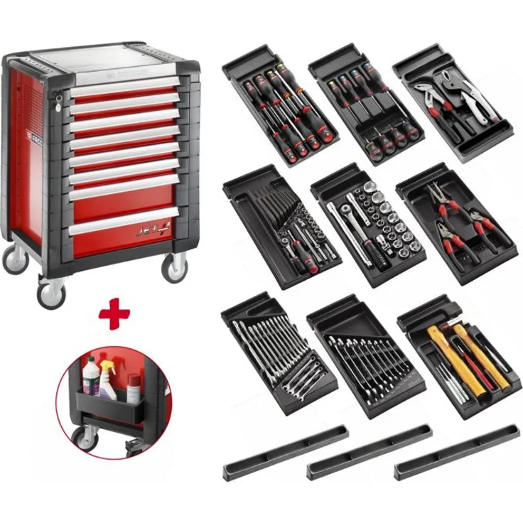 Facom Werkstattwagen (JET.8M3) gefüllt mit 9 Modulen, rot - SPOTLIGHTJET8M