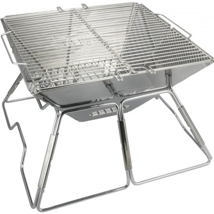 AceCamp tragbarer Holzkohlegrill aus Edelstahl 34x36 silber