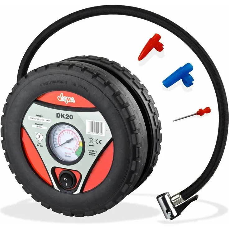 Dema - 12V Mini Kompressor Reifenkompressor DK20 für Auto Kfz PKW Fußball Luftmatratze