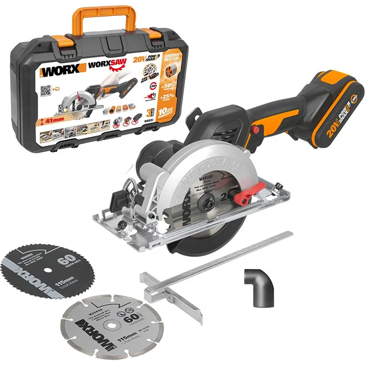 WORX WX531 Akku Kreissäge 20V ? Schneidet mühelos Holz, Metall, Fliesen & Plastik ? Bürstenlose Kreissäge für exakte, gerade Schnitte ? Mit Akku, Ladegerät & Koffer – Bild 1