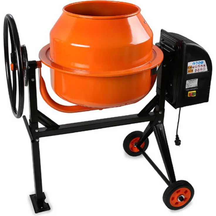 EBERTH Eberth - 140 L Betonmischer Handrad, 2 Räder, Fußplatte, robuster Motor, stabiles Stahlgestell Zementmischer Betonmischmaschine