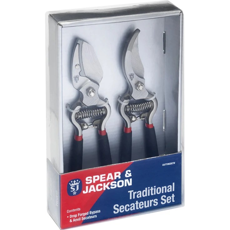 Spear und Jackson CUTTINGSET8 Traditionelles Bypass- und Amboss-Baumscherenset, Silber, 21 x 11 5 x 2 cm