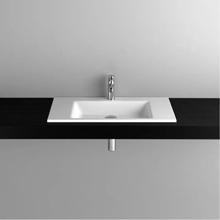 Bette Aqua Einbauwaschtisch B:80xT:49,5xH:1cm mit 1 Hahnloch ohne Überlauf weiß A048-000HLW1