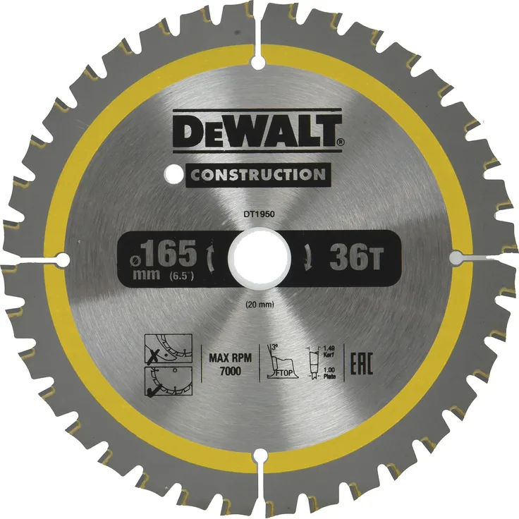 Dewalt DT1950 Kreissaegeblatt Akku 165-20mm 40WZ, 6 Stück