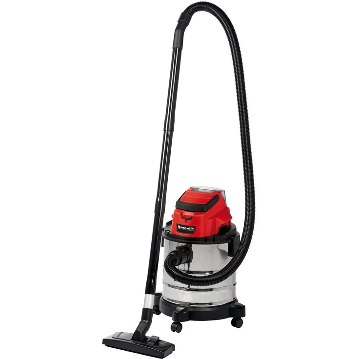 Einhell Akku-Nass-Trockensauger TC-VC 18-20 Li S-Solo Power X-Change PXC (Li-Ion, 18 V, 20 l-Edelstahlbehälter, inkl. Saugdüsen Teppich- und Glattböden, Fugendüse, Polsterdüse, ohne Akku und Ladegerät) Beutel - beutellos 20 Liter
